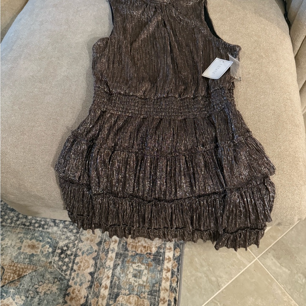 1. State Metallic Black Dress